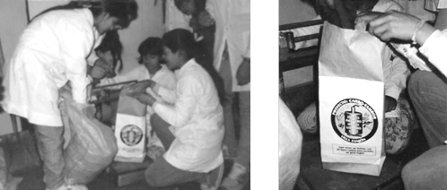 Almacenamiento en bolsas de 50 kg y embolsado con logotipo identificando la Escuela &ldquo;Ing. Manuel Gallardo&rdquo;