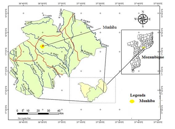 Localiza��o geogr�fica da �rea do estudo na comunidade de Tavela localidade de Munhiba