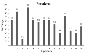 Niveles de respuesta a las fortalezas de la organizaci�n expresados en porcentaje