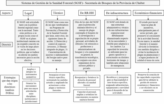 Esquematizaci�n de la estructura b�sica sobre la que podr�a asentarse el sistema de gesti�n sanitaria forestal para Chubut