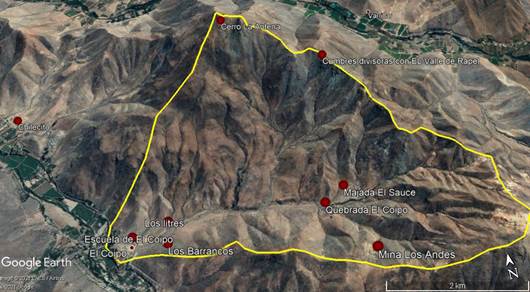 Ubicacin de las parcelas de muestreo en la quebrada El Copio.