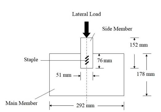 The general view of one-row multi-staple wood joint.