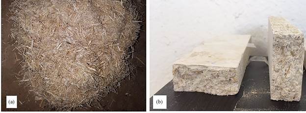 (a) Bagasse chip, (b) Gypsum board with bagasse chip
