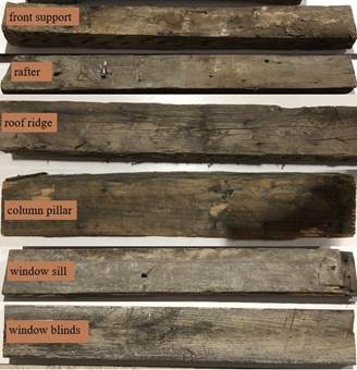 Macroscopic appearance of old wood materials from Zeytinlik houses