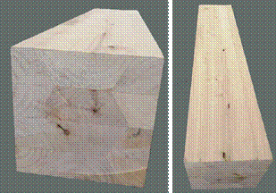 Glulam type glued beams.