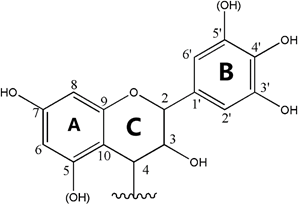 The chemical structure of mimosa tannin.