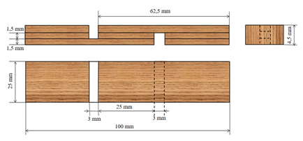 Illustrative sketch showing the dimensions of the prepared plywood.
