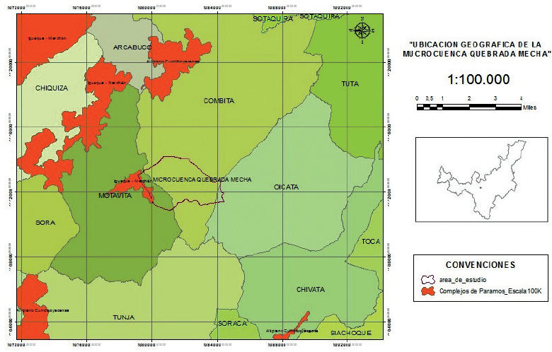 Ubicación de la microcuenca quebrada
Mecha.