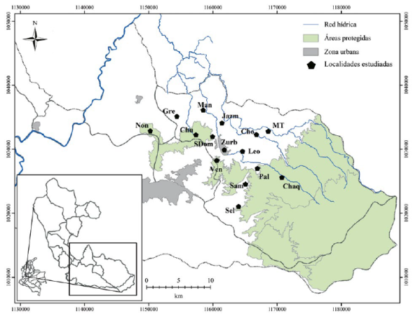 Ubicaci&oacute;n del paisaje rural y las localidades donde se estudi&oacute; la avifauna en Risaralda, Andes centrales de Colombia.