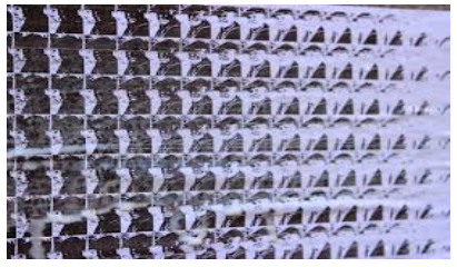 Wheatpasting
con el rostro de Julio
L&oacute;pez en secuencia en escala que se va desdibujando &ndash;o
desapareciendo