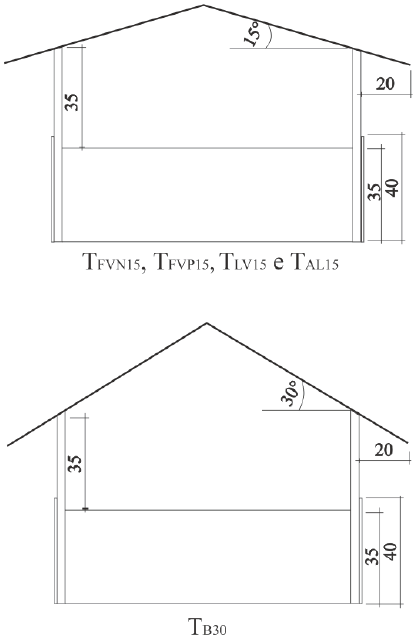 Schematic illustration of the cross sections of the physical models built on a reduced scale (unit: cm)