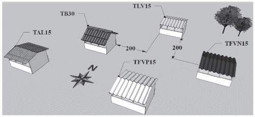 Overview of the experimental area and distribution of the physical models (unit: cm)