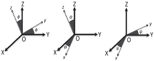 Coordinate transformation between the reference frame and the body