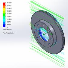 Gr&aacute;fica de la velocidad del flujo del disco de freno 2, a temperatura ambiente.