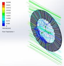 Gr&aacute;fica de la velocidad del flujo del disco de freno 2, a temperatura ambiente.