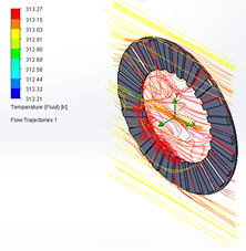 Gr&aacute;fica de la temperatura del flujo del disco de freno 2, a temperatura ambiente hasta temperatura de salida.