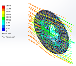 Gr&aacute;fica de la velocidad del flujo del disco de freno 3, a temperatura ambiente.