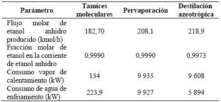 Resumen de los principales resultados obtenidos en la simulaci&oacute;n de las t&eacute;cnicas estudiadas.