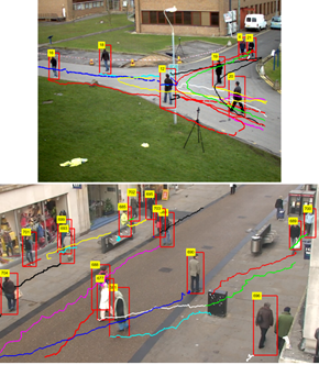 The figure shows the targets and their trajectories computed by our analysis. Each target trajectory is plotted with a different color.