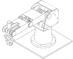 Cadenas cinemáticas abiertas (en serie). a) Fresadora convencional. b) Manipulador Scorbot.
