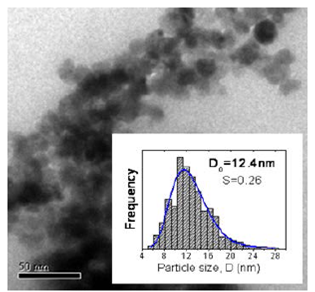 Fotograf&iacute;as obtenidas con MET de la muestras sintetizadas a pH 8, y tratada t&eacute;rmicamente a 500&deg;C, dopada con 8% de Fe.