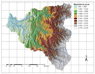 Modelo digital de elevaciones.