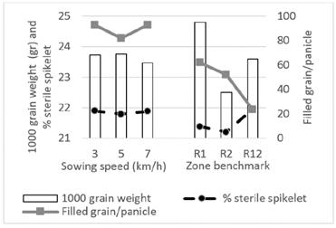 1000-grain weight in experimental and reference plots