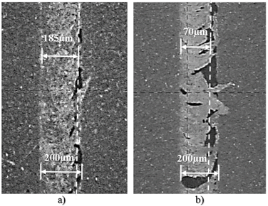 Biopolymer micro-milling burrs. a) without vortex tube. b) with vortex tube.