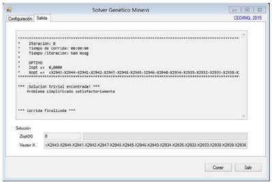 Pantalla de resultados o salida de la aplicaci&oacute;n. 
