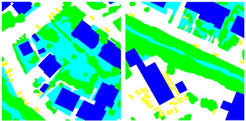 Clasificaci&oacute;n de referencia para entrenamiento (izquierda) y para validaci&oacute;n (derecha). 