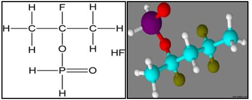Posible estructura molecular del nuevo complejo polim&eacute;rico (PVDF/H3PO2).