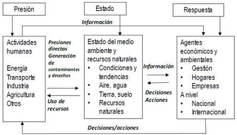 Esquema del modelo Presi&oacute;n-Estado-Respuesta (PER) 