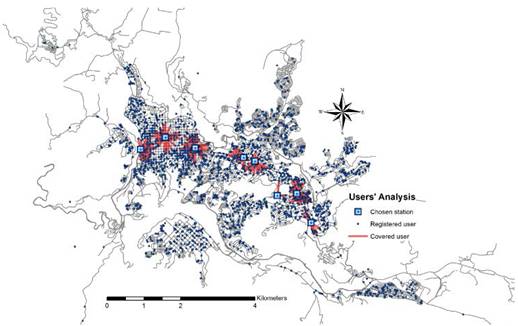 Location-allocation problem solved. Current Situation.