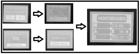 Navigation in the physical interface for the control of water supply.