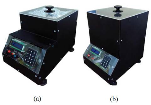 Prototipos finales (a) Spincoater. (b) Fuente de radiación UV.