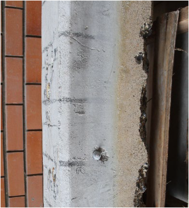 Surface of reinforced concrete column