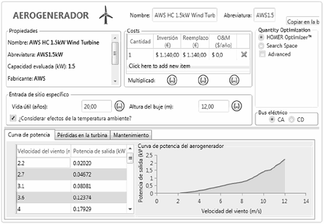 Wind system settings.
