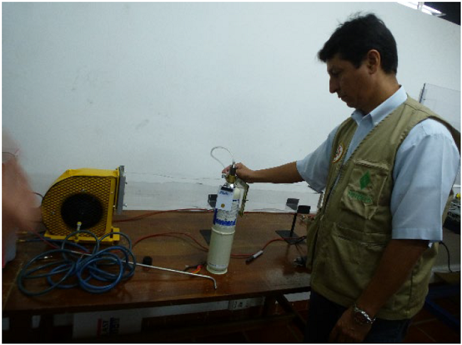 Test gas control. Measure of methane gas.