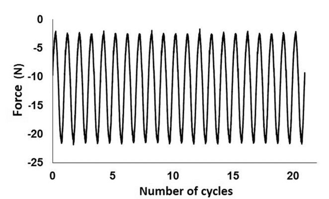 Twenty cycles of the fatigue test.