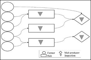 Schematic representation of the supply chain of barley in the plateau region of Hidalgo.