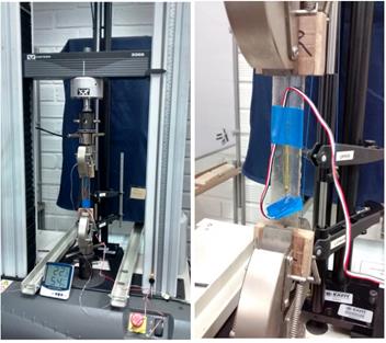 Calibration test of the FBG sensor packaging. The actual strains and strain rates were measured by means of electrical strain gage ESG.