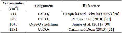 Assignment of bands identified in the infrared spectrum.