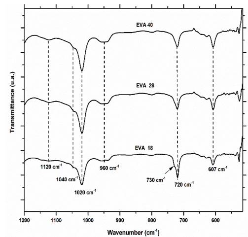 Fingerprint of the three EVA polymers.