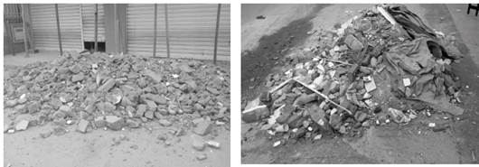 Residuo de mamposter&iacute;a obtenido de RCD de casas remodeladas.