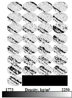 After oil flooding sample, CT scan result after injection of 10 VP of heavy oil.