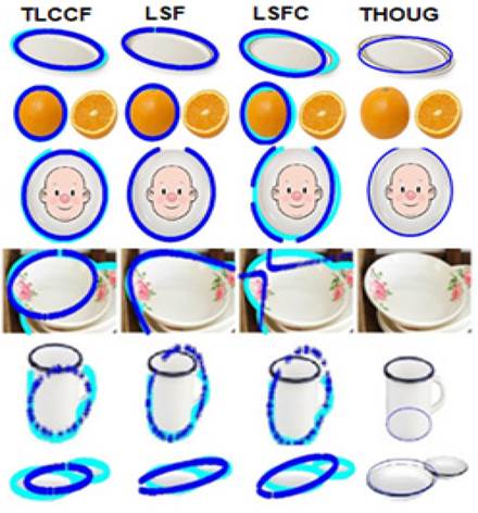 Estimation result for the three methods under study with images from the database [7].