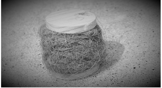 Sección compuesta de Pino y fibra de coco.