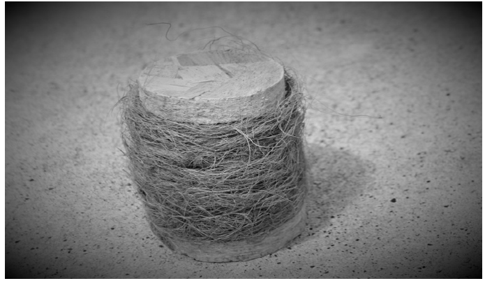 Sección compuesta de OSB y fibra de coco.