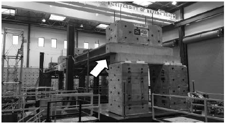 Deformed configuration of bridge model at end of tests.