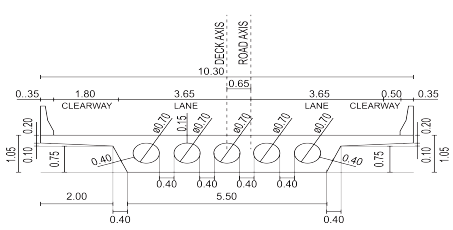 Cross section of the Portachuelo bridge.